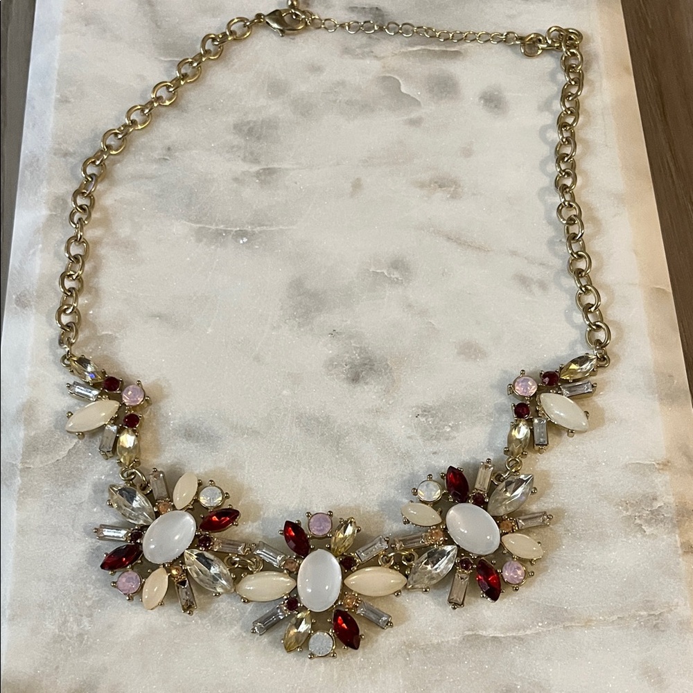 Gold and Red Statement Necklace